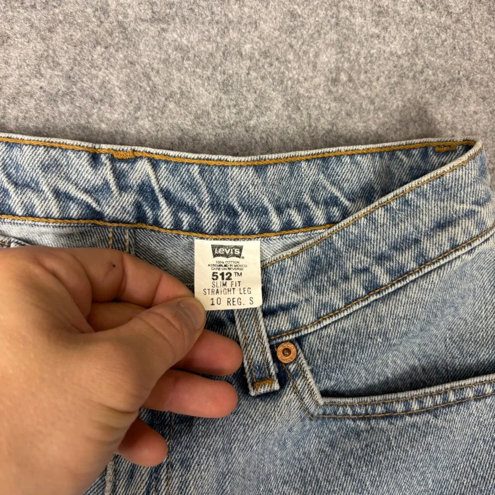 Levis 512 Vintage High Waisted Slim Fit Straight Leg Jeans Light Wash 10 Reg S